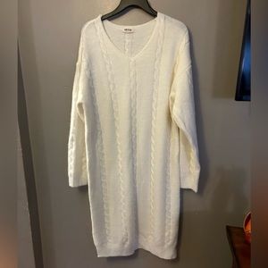 Fashion on Earth dress - cream cable knit v-neck sweater dress No flaws